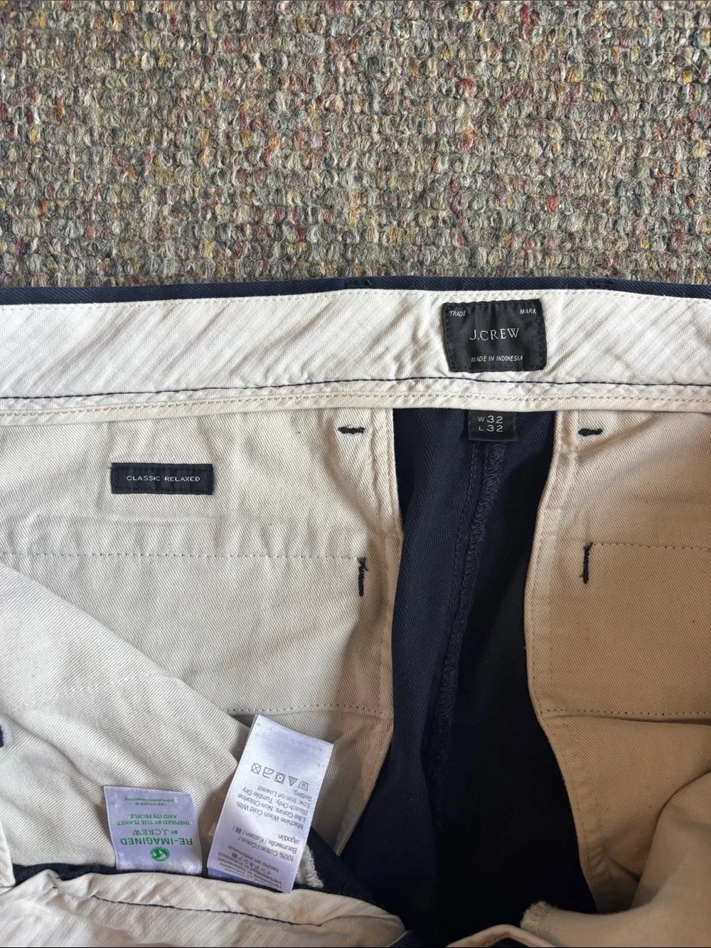 J. Crew Classic Fit Navy Blue Chino Pants 32x32 BE611